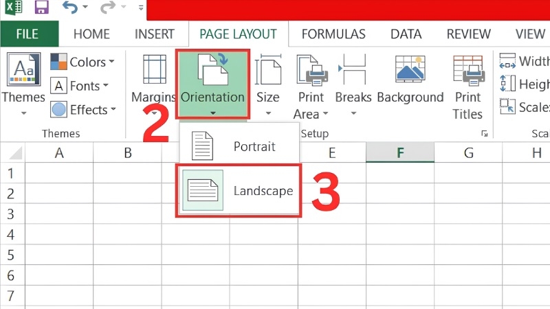 Chọn Landscape trong mục Orientation Chọn Landscape trong mục Orientation