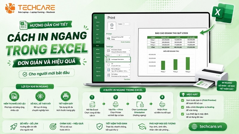 Cách in ngang trong Excel đơn giản và hiệu quả cho người mới