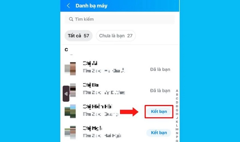 Chọn nút Kết bạn