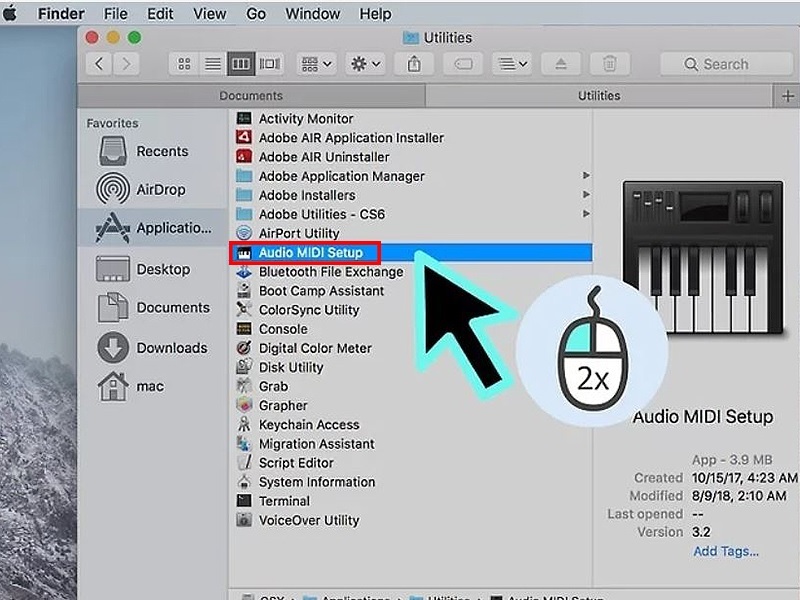 Nhấn đúp chuột vào mục “Audio MIDI Setup”
