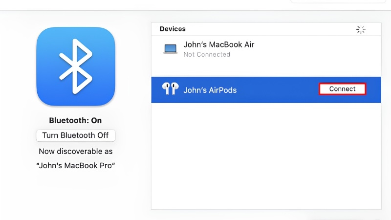 Kết nối AirPods với MacBook qua mục Bluetooth trong System Settings bước 3 Kết nối AirPods với MacBook qua mục Bluetooth trong System Settings bước 3
