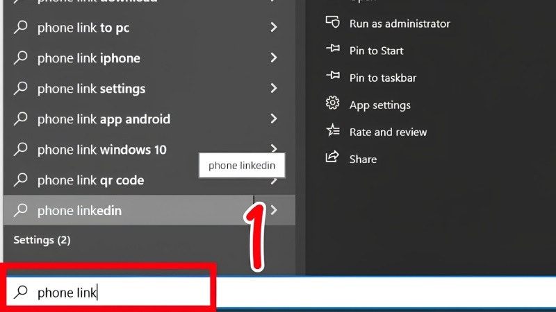 Mở ứng dụng Phone Link trên Windows