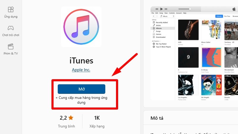 Giao diện trang chủ của iTunes