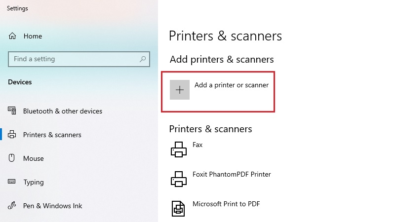 Thêm máy in HP trong Printers & scanners trên Windows bước 2 Thêm máy in HP trong Printers & scanners trên Windows bước 2