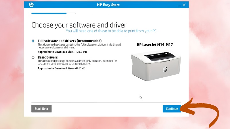 Chọn gói cài đặt đầy đủ cho máy in HP bước 1 Chọn gói cài đặt đầy đủ cho máy in HP bước 1