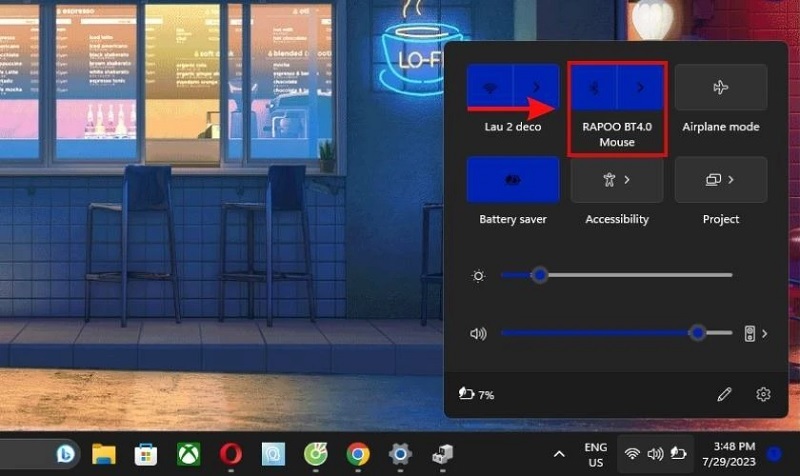 Chọn vào biểu tượng Bluetooth