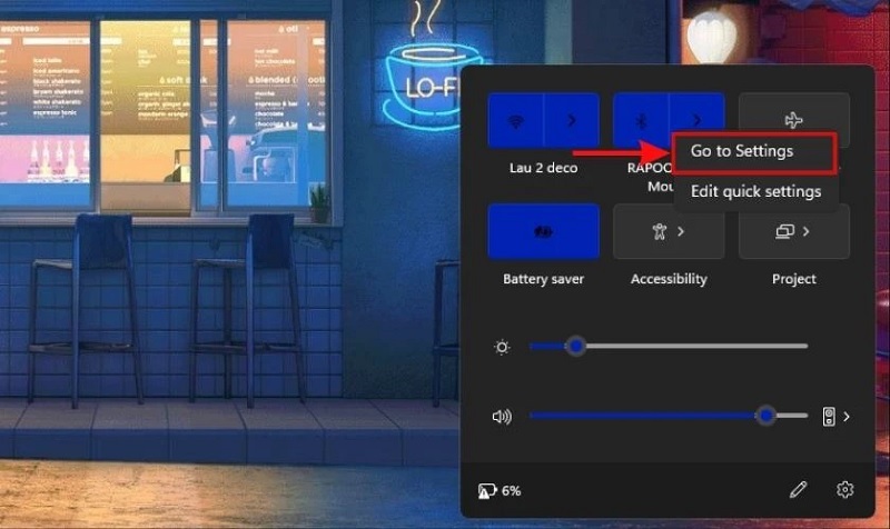 Chọn Go To Settings