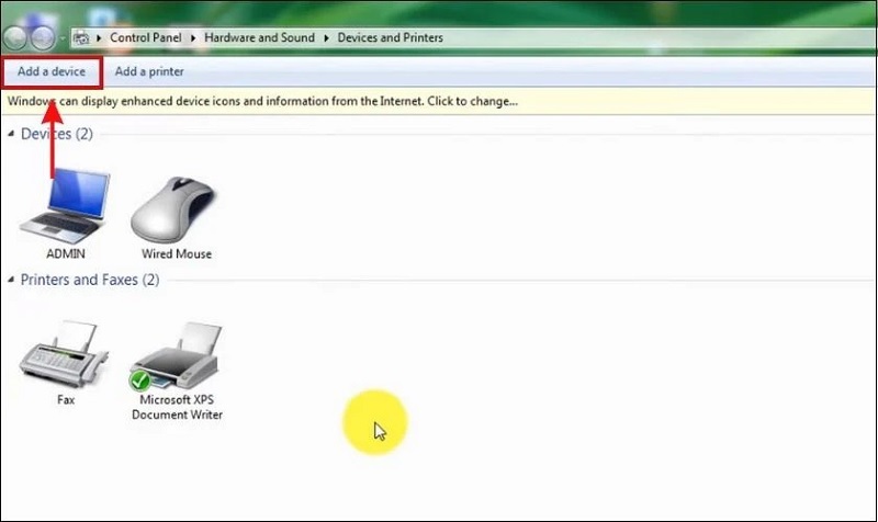 Chọn mục Add a device