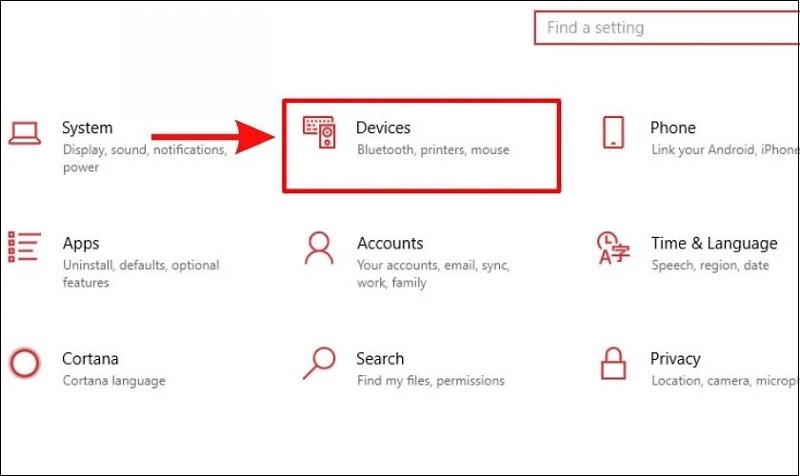 Chọn mục Devices