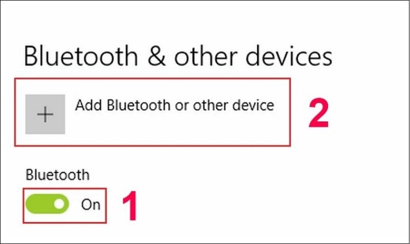 Gạt thanh trượt tại Bluetooth sang chế độ On
