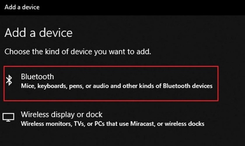 Chọn mục Bluetooth
