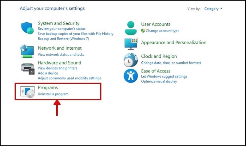 Chọn vào mục Program