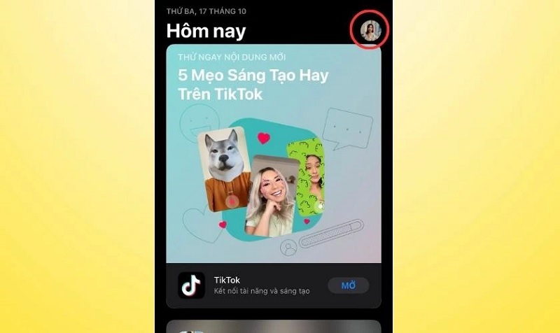 Chọn vào biểu tượng cá nhân