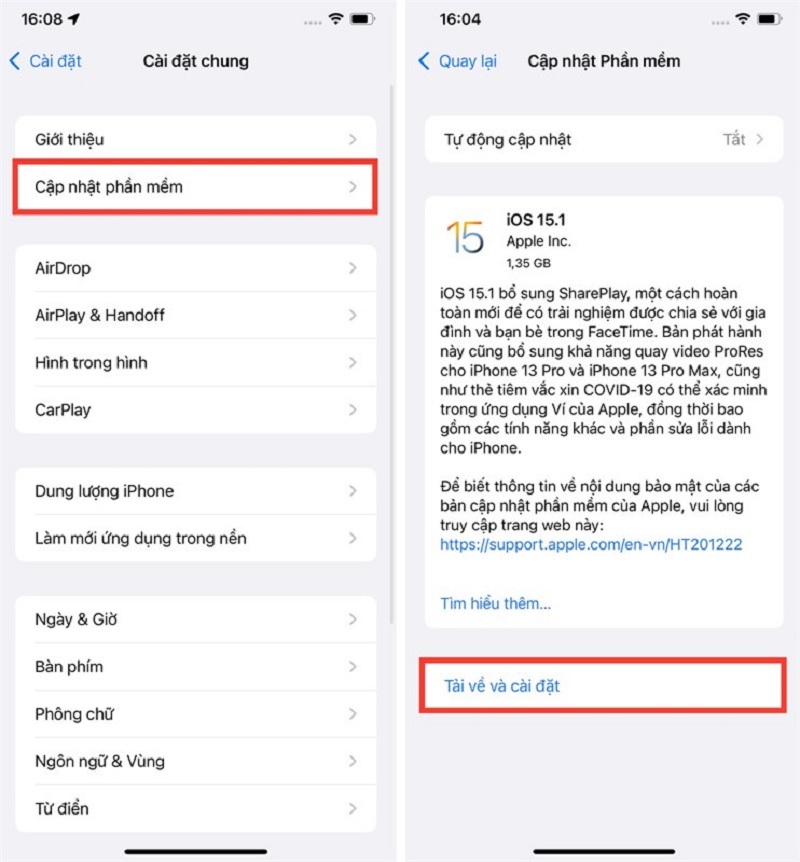 Chọn vào dòng chữ Tải về và Cài đặt