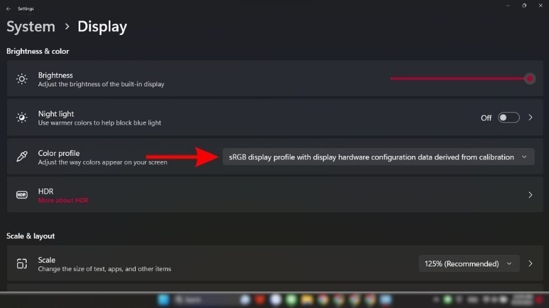 Chọn Color Profile