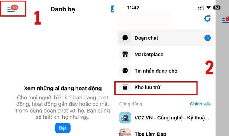 Nhấn vào mục Kho lưu trữ