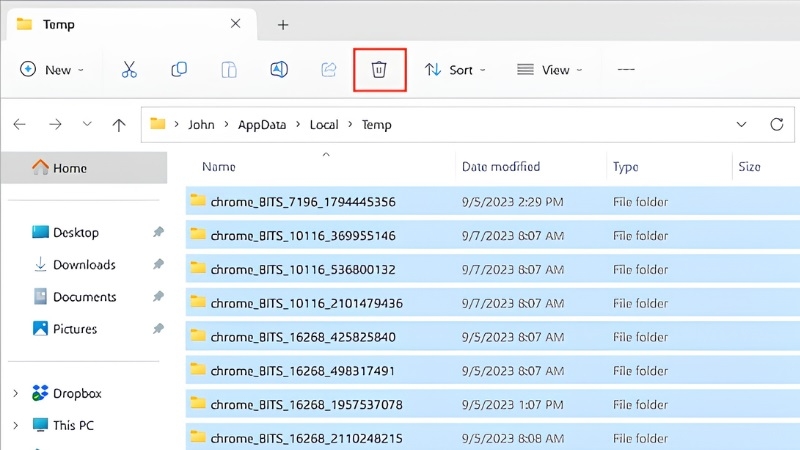 Xóa file tạm và dọn thùng rác bước 2 Xóa file tạm và dọn thùng rác bước 2