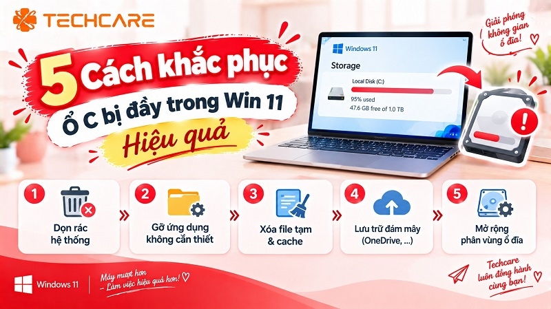 Tiết lộ cho bạn 5 cách khắc phục ổ c bị đầy trong Win 11 hiệu quả