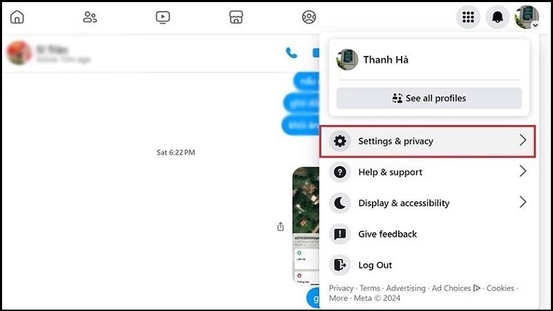Nhấn vào tùy chọn Settings & privacy