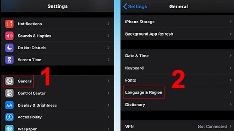 Chọn Language & Region