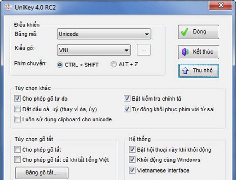 Bỏ tích tại ô Bật kiểm tra chính tả, Tự động khôi phục phím với từ sai