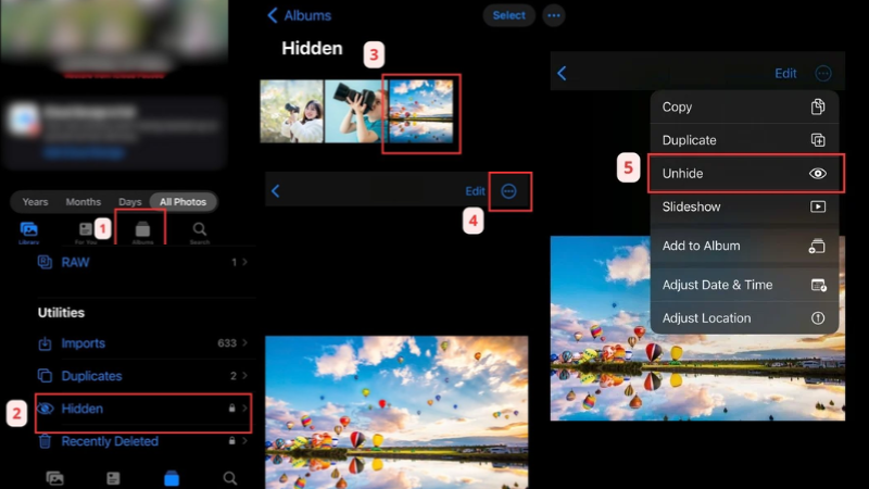 Cách khôi phục ảnh đã ẩn trên iPhone