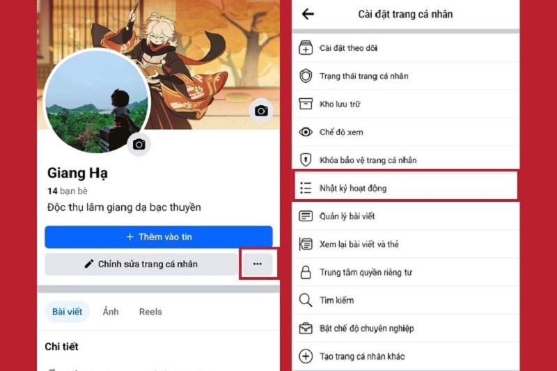 Nhấn vào tùy chọn Nhật ký hoạt động