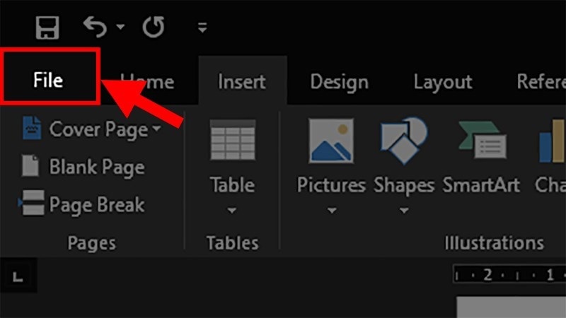 Chọn vào thẻ File