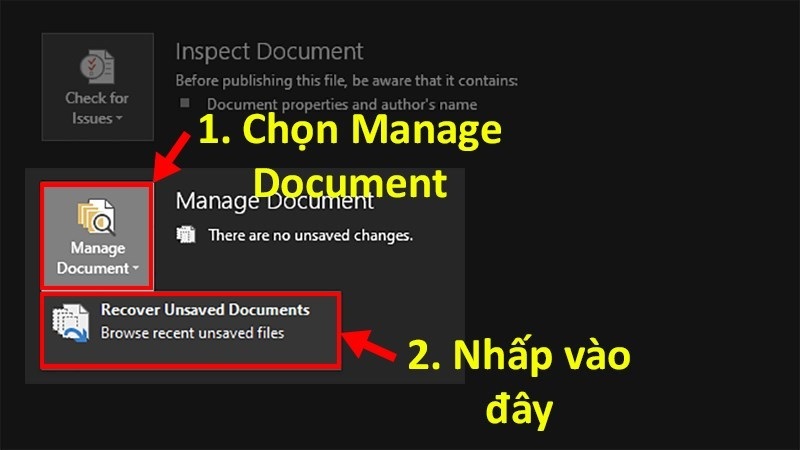 Chọn vào Manage Document
