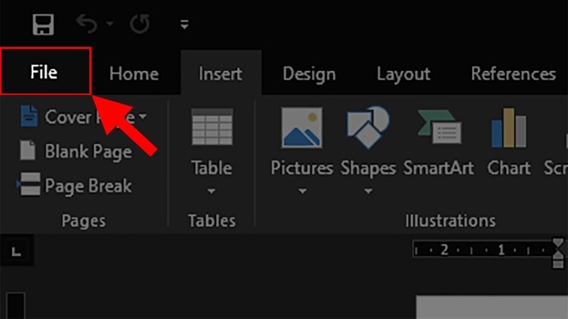 Chọn vào thẻ File