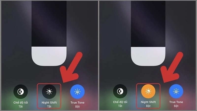 Nhấn vào biểu tượng đó để chế độ bảo vệ mắt trên iPhone
