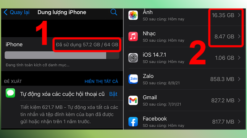 Cách kiểm tra dung lượng ảnh đã giải phóng chưa