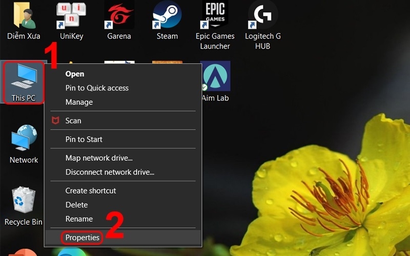 Chọn vào mục Properties