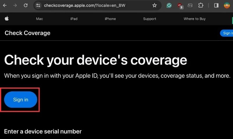 Nhấn vào nút Sign in