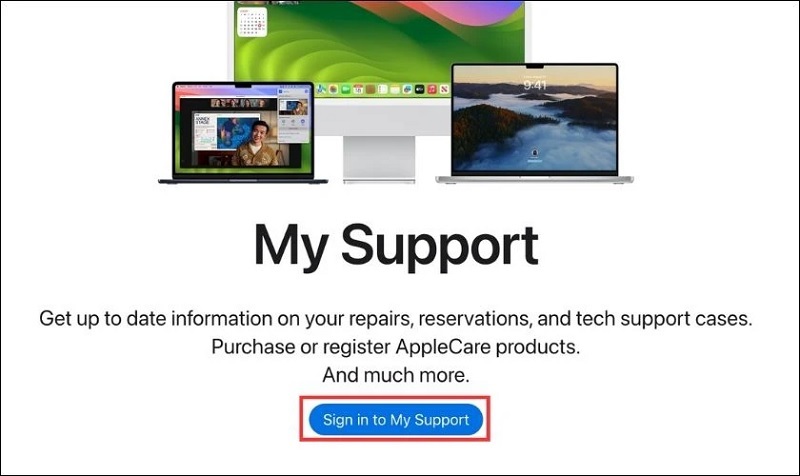 Nhấn vào nút Sign in to My Support