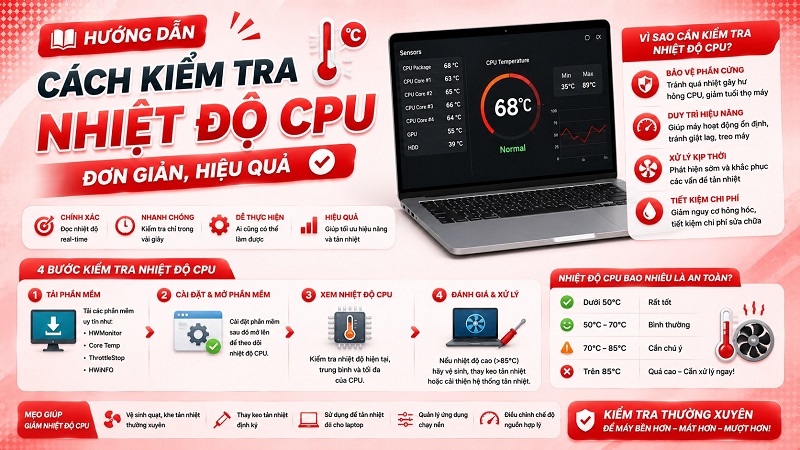 Hướng dẫn cách kiểm tra nhiệt độ CPU đơn giản, hiệu quả