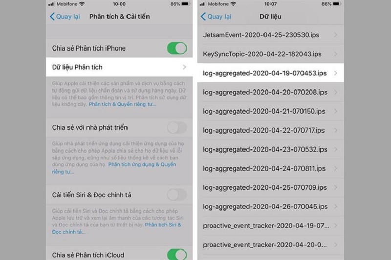 Chọn vào thời gian mới nhất