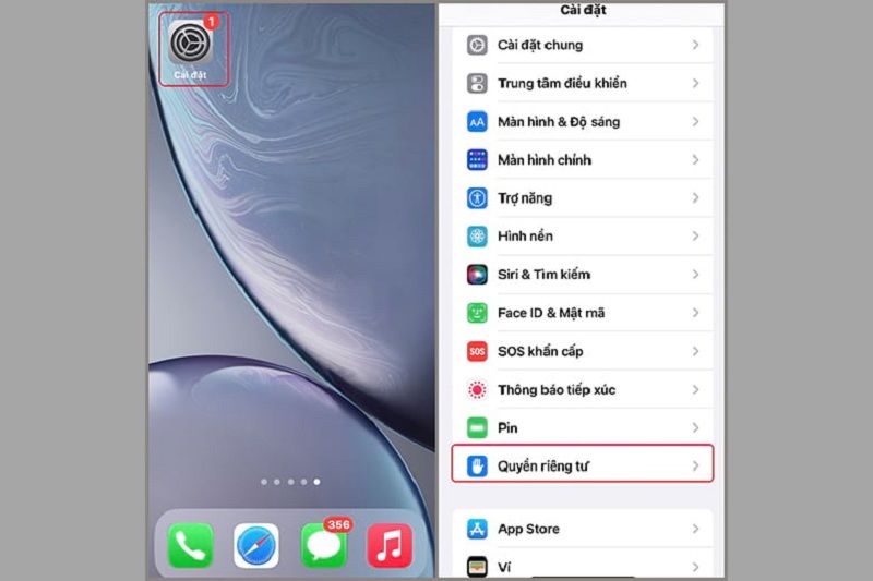 Chọn Quyền riêng tư