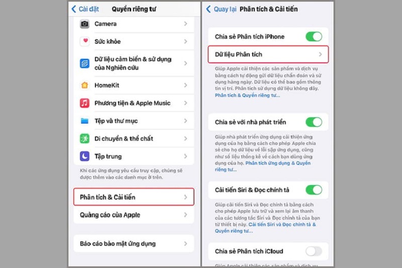 Chọn Dữ liệu phân tích