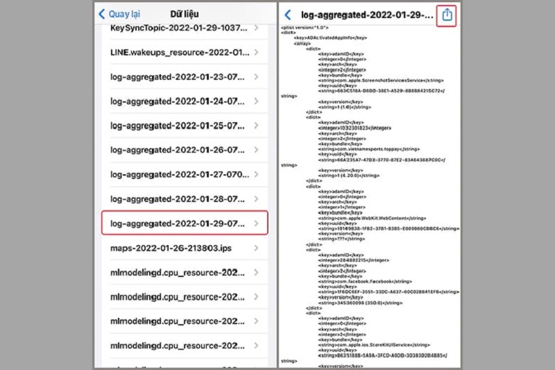 Nhấn vào biểu tượng Chia sẻ