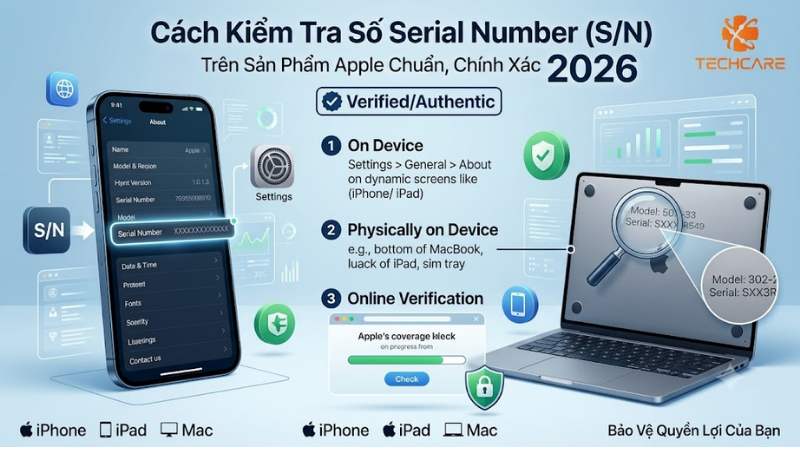 Cách Kiểm Tra Số Serial Number (S/N) Trên Sản Phẩm Apple Chuẩn, Chính Xác 2026