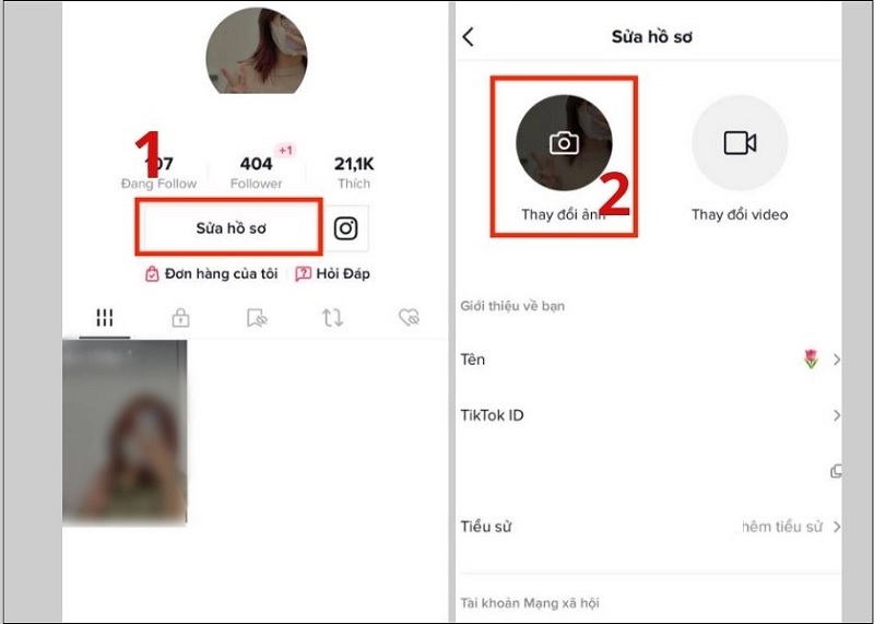 Chọn vào Sửa hồ sơ