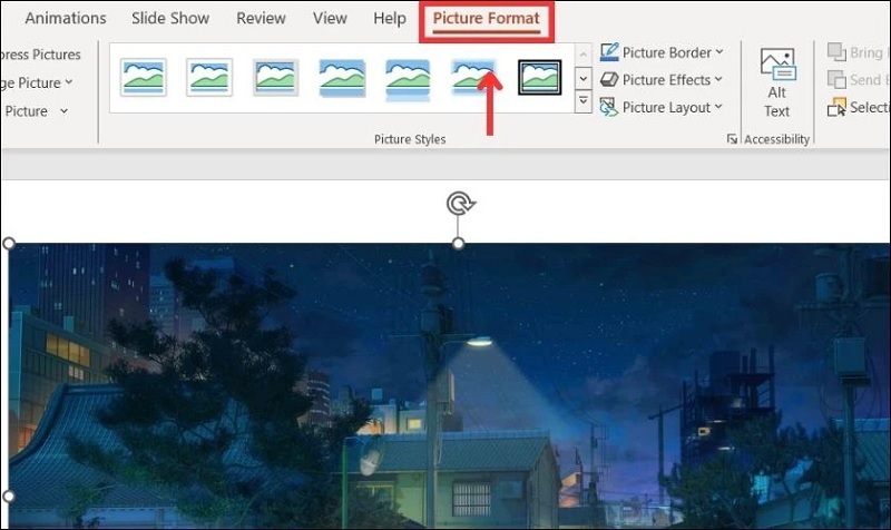 Chọn vào tab Picture Format