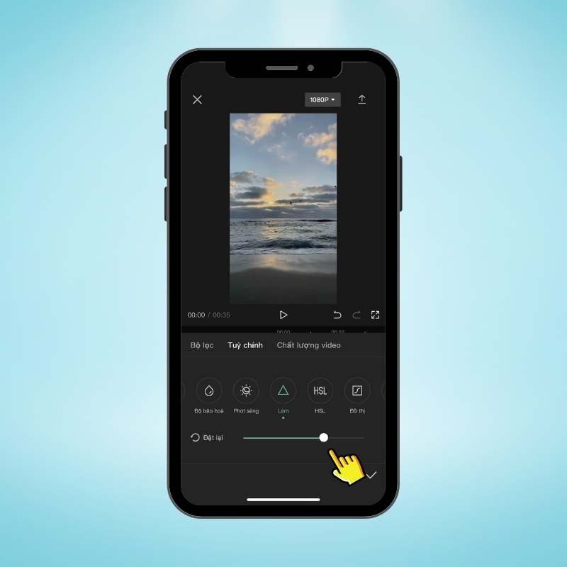 Nhấn vào biểu tượng hình tam giác