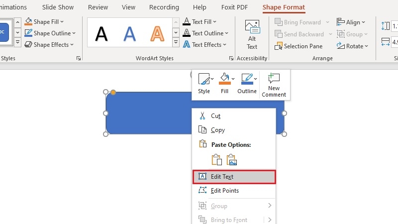 Chọn vào mục Edit Text Chọn vào mục Edit Text