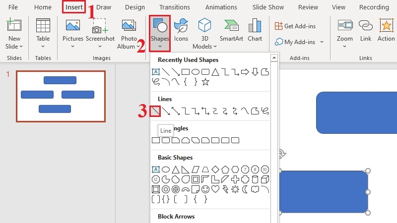 Nối các nhánh bằng đường Lines khi vẽ mind map trong PowerPoint Nối các nhánh bằng đường Lines khi vẽ mind map trong PowerPoint