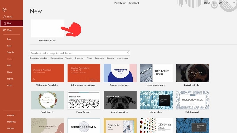 Giao diện mở PowerPoint Giao diện mở PowerPoint