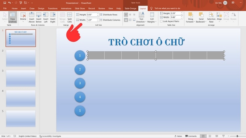 Bảng ô chữ chứa đáp án đã được chia ô bước 3 Bảng ô chữ chứa đáp án đã được chia ô bước 3