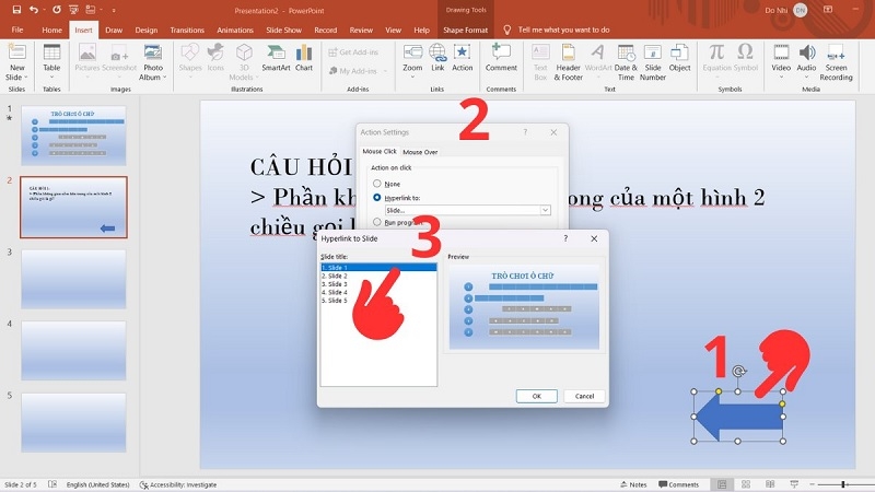Nút quay lại được liên kết về slide chính bước 2 Nút quay lại được liên kết về slide chính bước 2