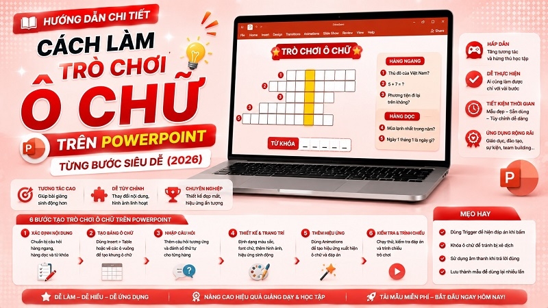 Cách làm trò chơi ô chữ trên PowerPoint từng bước siêu dễ (2026)